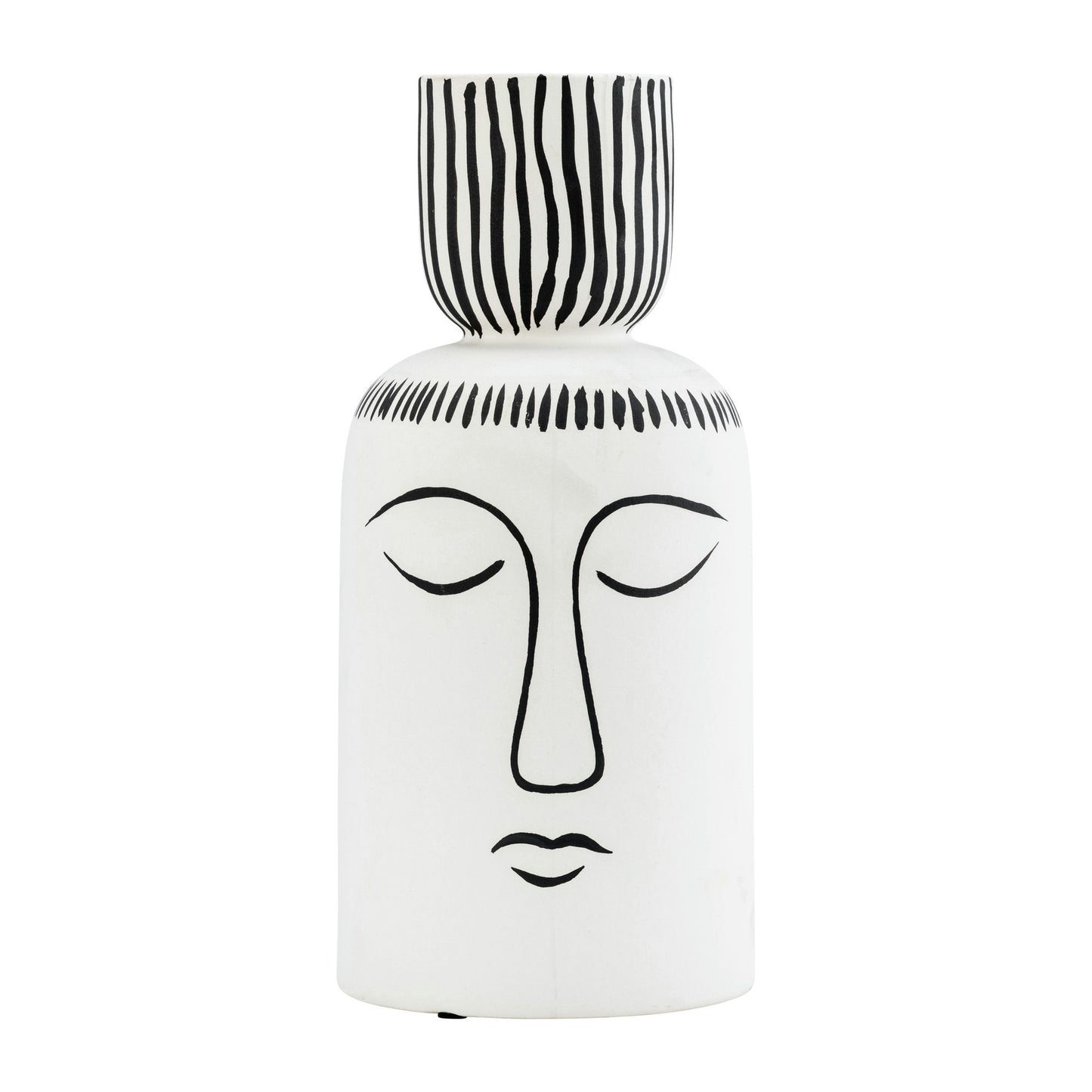 Cer, 11"h Sleeping Man Flower Vase, Wht/blk