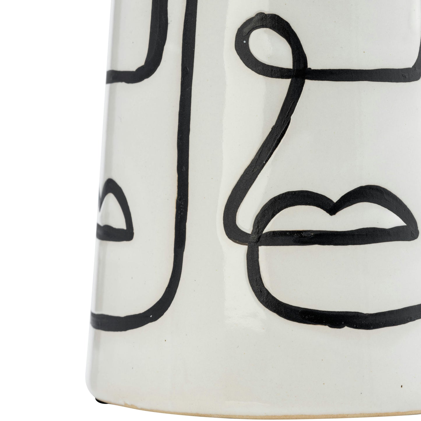 Cer, 11"h Geo Funny Face Flower Vase, Wht/blk