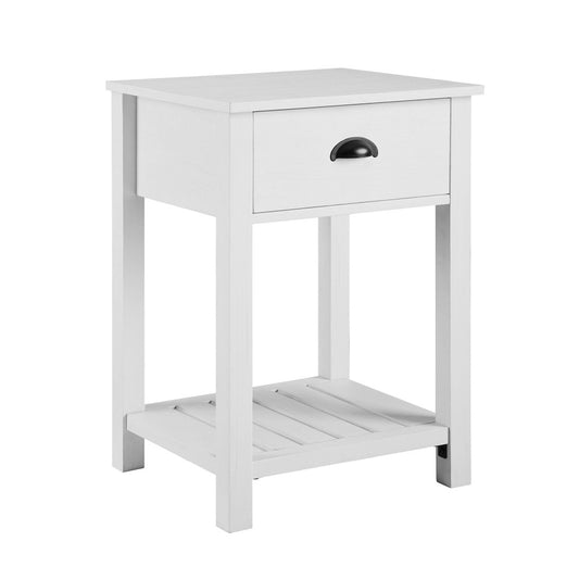 18" Country Single Drawer Nightstand - Brushed White