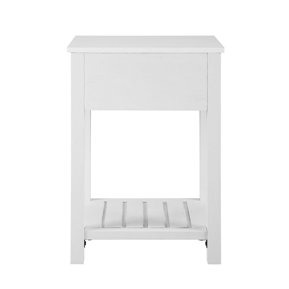 18" Country Single Drawer Nightstand - Brushed White