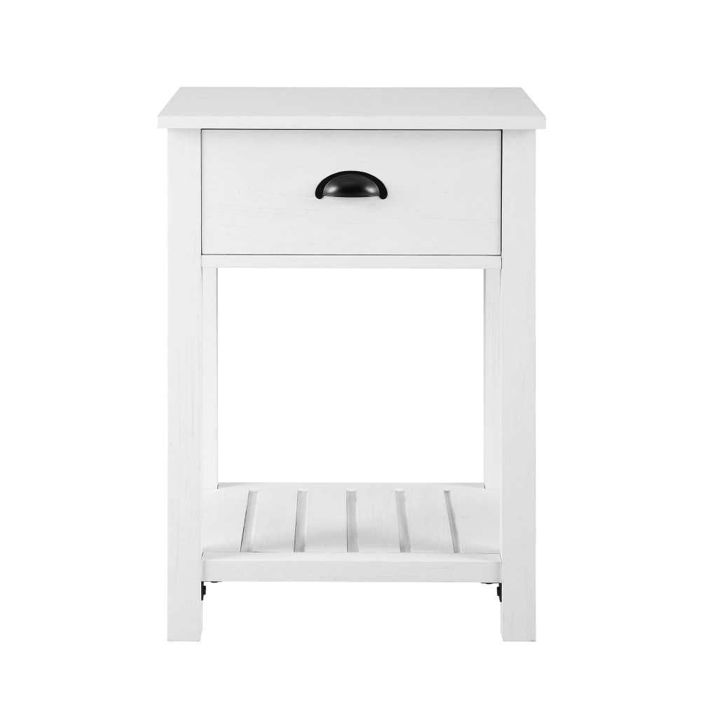 18" Country Single Drawer Nightstand - Brushed White