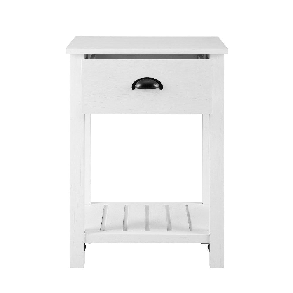 18" Country Single Drawer Nightstand - Brushed White