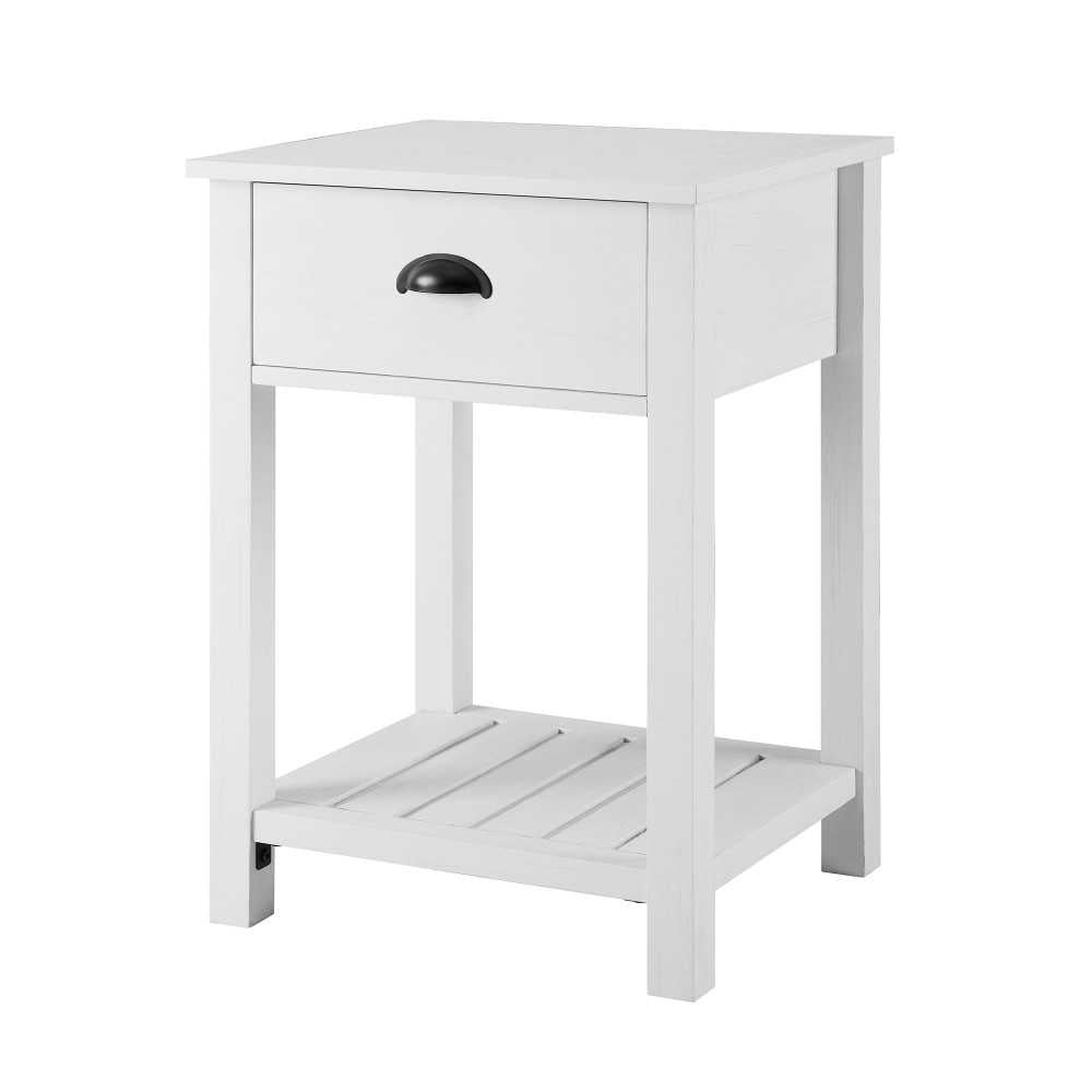 18" Country Single Drawer Nightstand - Brushed White