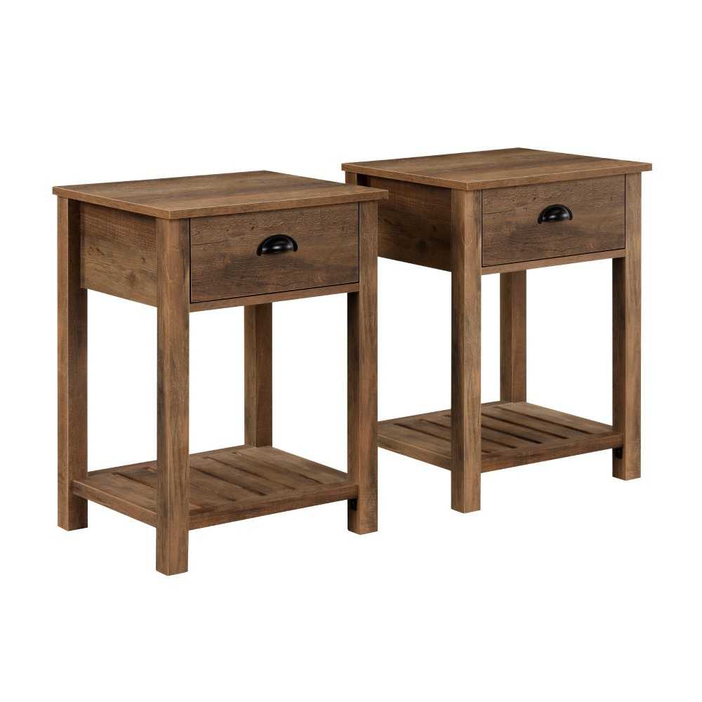 18" Country Single Drawer Nightstand - Rustic Oak