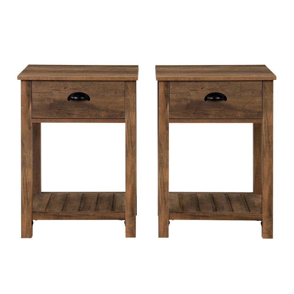 18" Country Single Drawer Nightstand - Rustic Oak