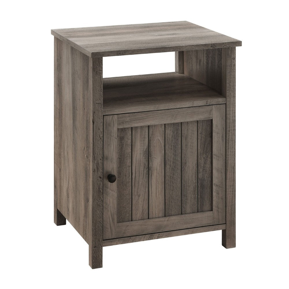 18" Grooved Door Farmhouse Nightstand - Gray Wash