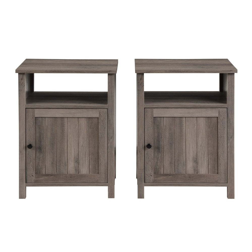 18" Grooved Door Farmhouse Nightstand - Gray Wash