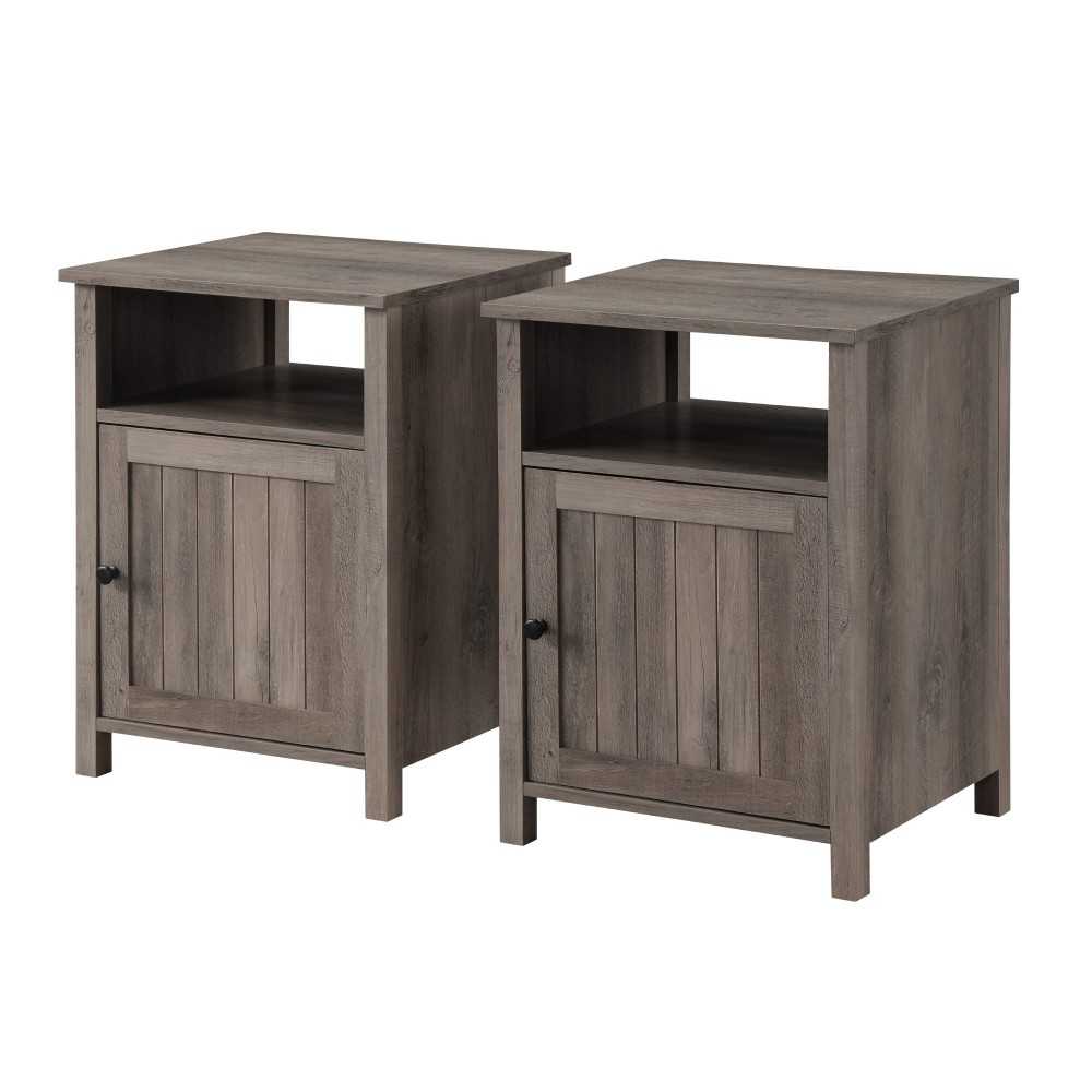 18" Grooved Door Farmhouse Nightstand - Gray Wash