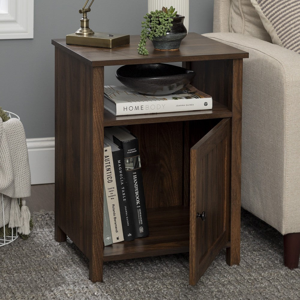 18" Grooved Door Farmhouse Nightstand - Dark Walnut