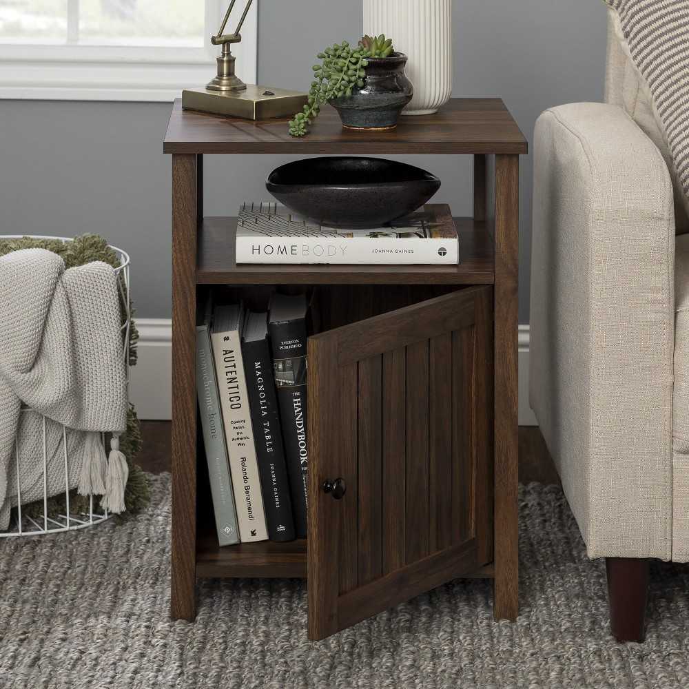 18" Grooved Door Farmhouse Nightstand - Dark Walnut