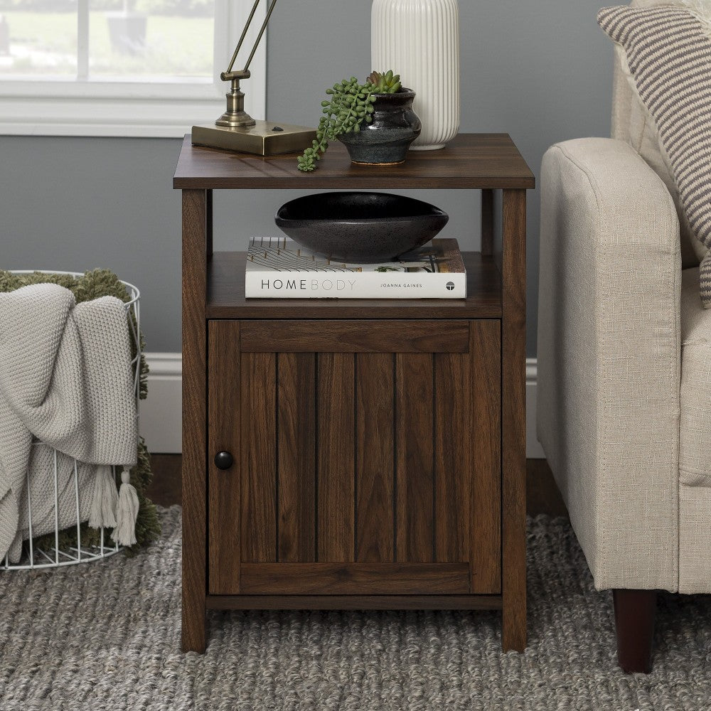 18" Grooved Door Farmhouse Nightstand - Dark Walnut