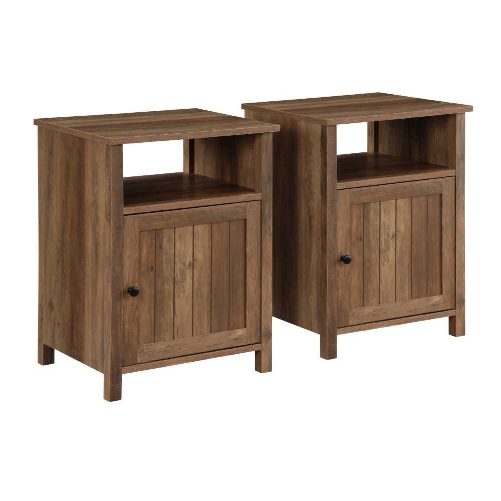 18" Grooved Door Farmhouse Nightstand - Rustic Oak