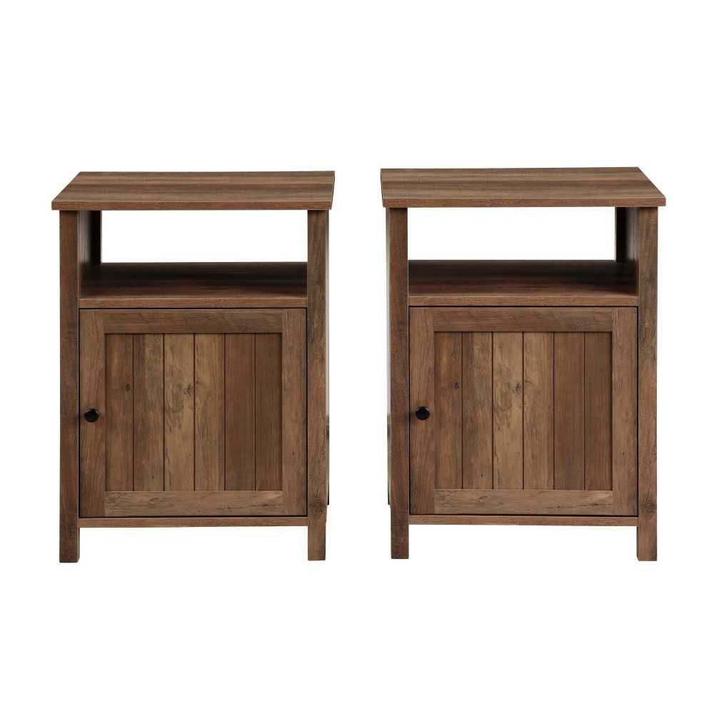 18" Grooved Door Farmhouse Nightstand - Rustic Oak