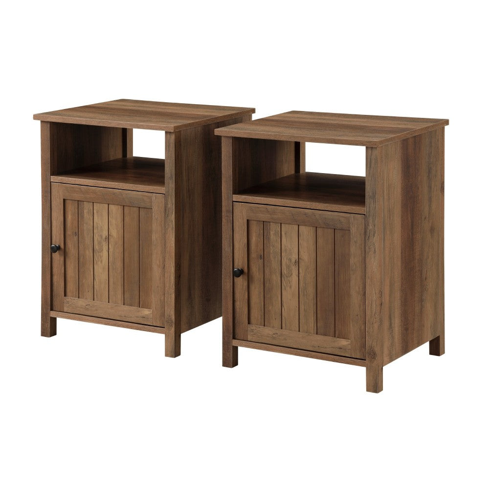 18" Grooved Door Farmhouse Nightstand - Rustic Oak