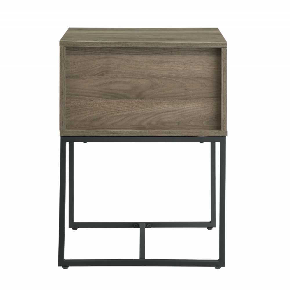 18" Slat-Door Modern Industrial Nightstand - English Oak