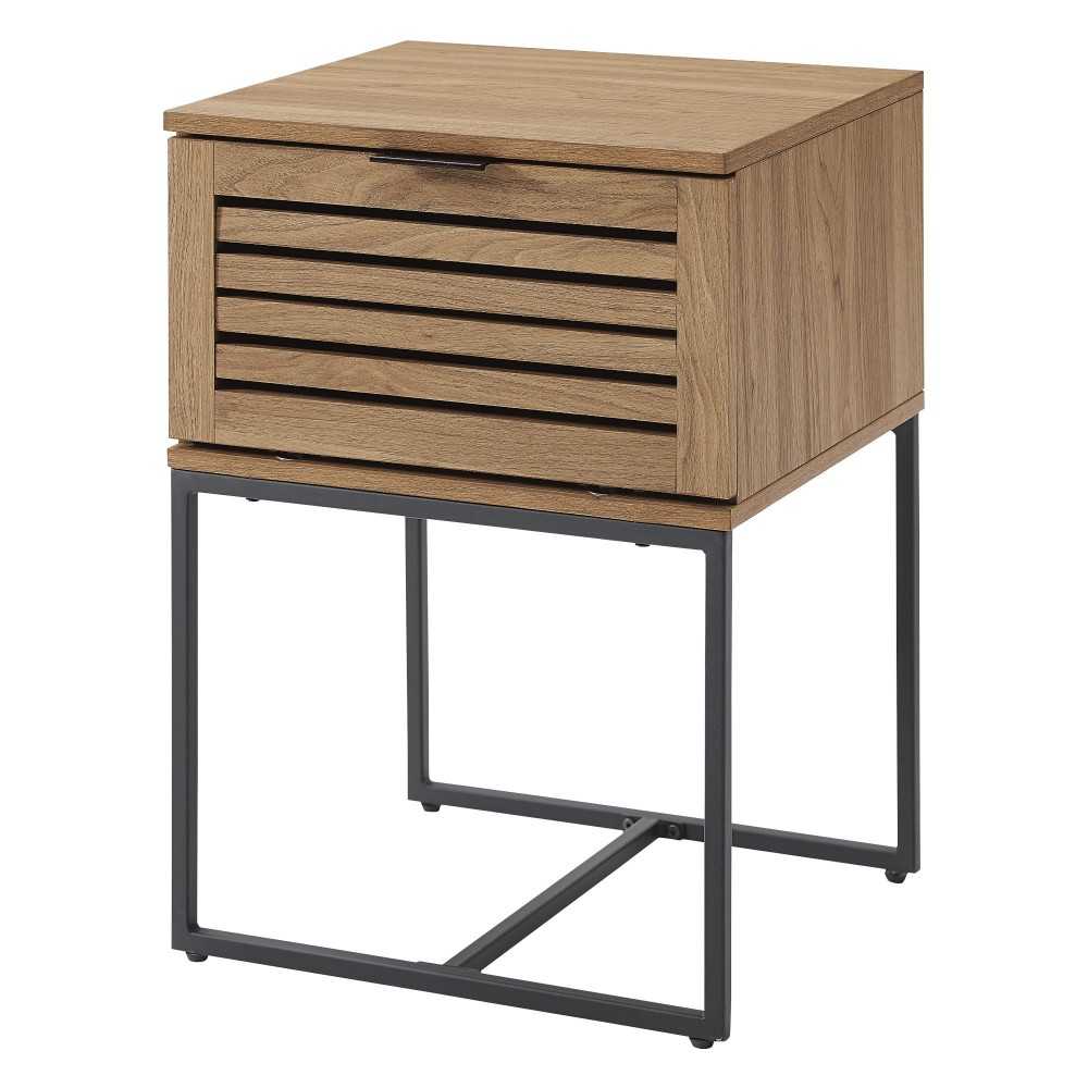 18" Slat-Door Modern Industrial Nightstand - Slate Gray