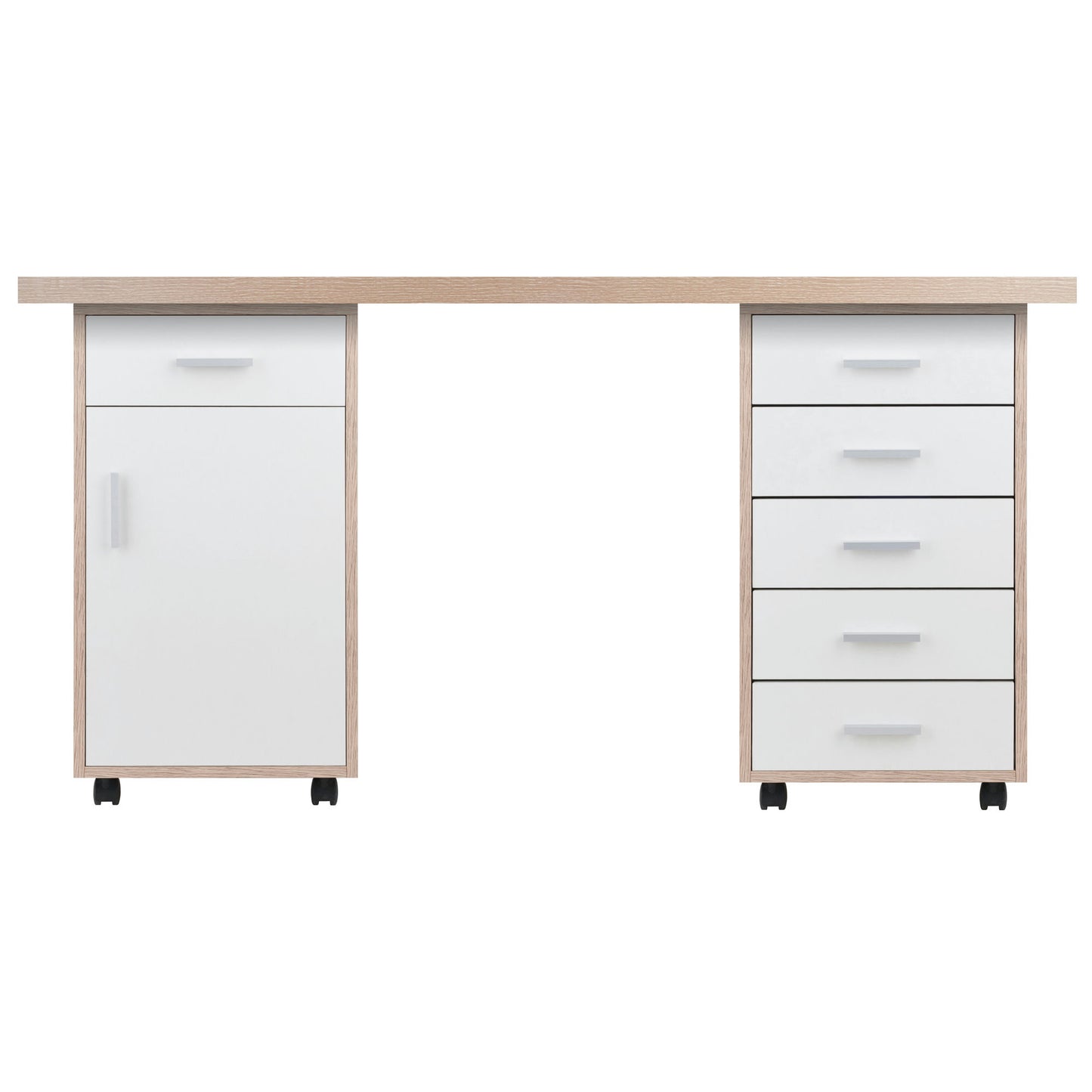 Kenner Table & Storage Cabinet, 1-Drawer, Reclaimed Wood and White