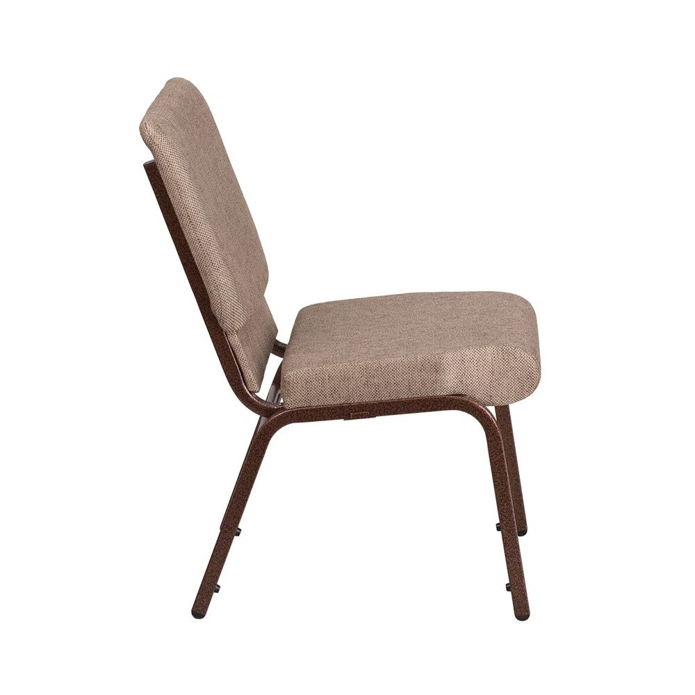 18.5''W Stacking Church Chair in Beige Fabric - Copper Vein Frame