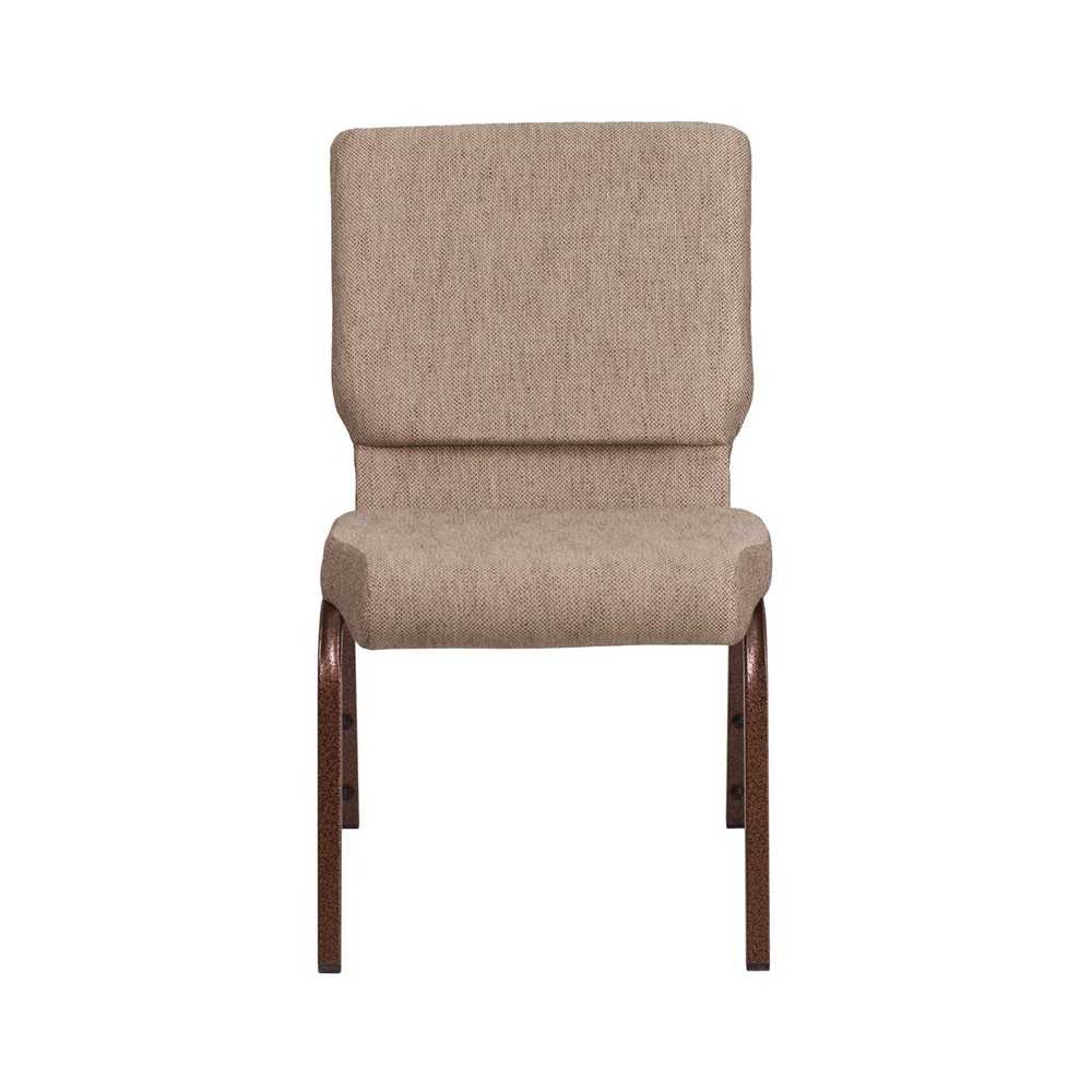 18.5''W Stacking Church Chair in Beige Fabric - Copper Vein Frame