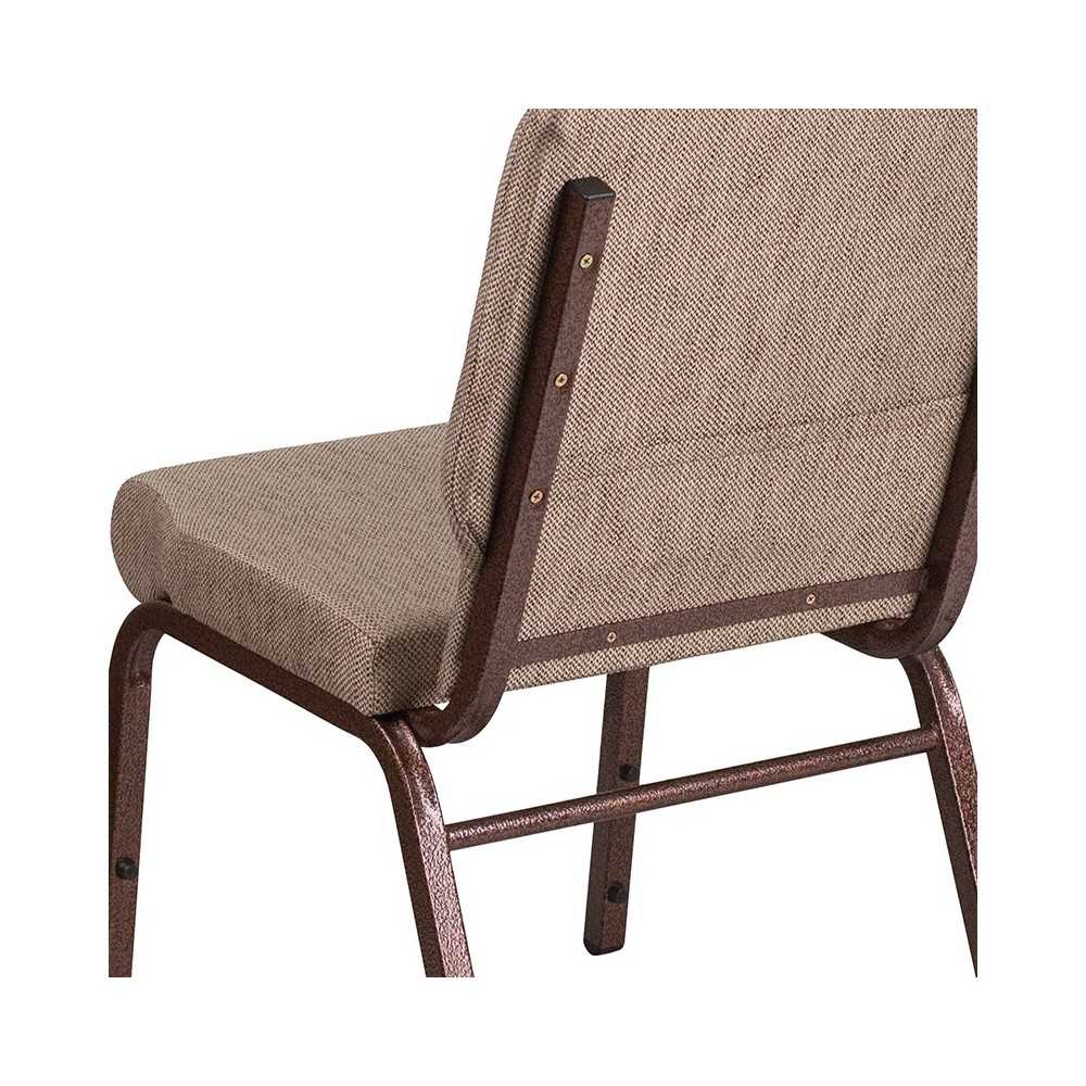 18.5''W Stacking Church Chair in Beige Fabric - Copper Vein Frame