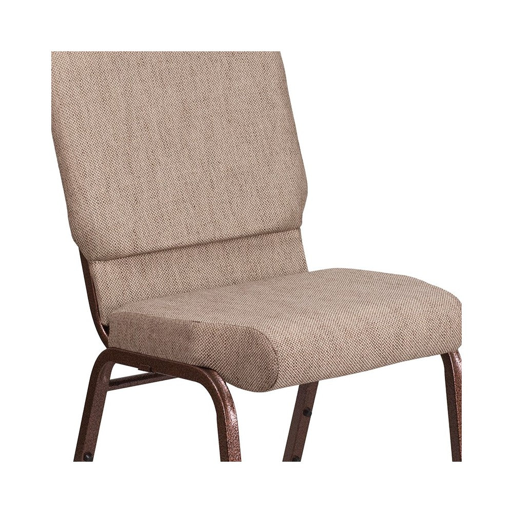 18.5''W Stacking Church Chair in Beige Fabric - Copper Vein Frame
