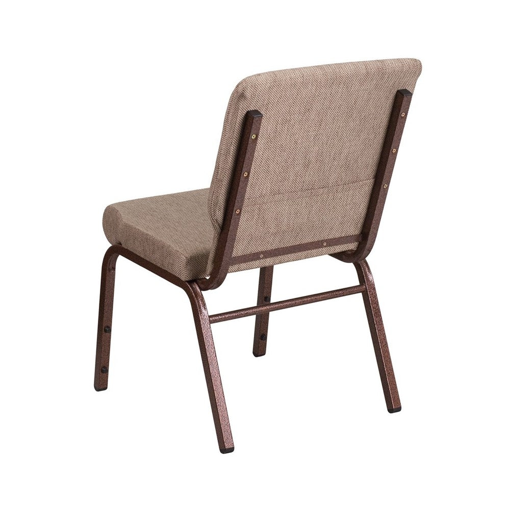 18.5''W Stacking Church Chair in Beige Fabric - Copper Vein Frame