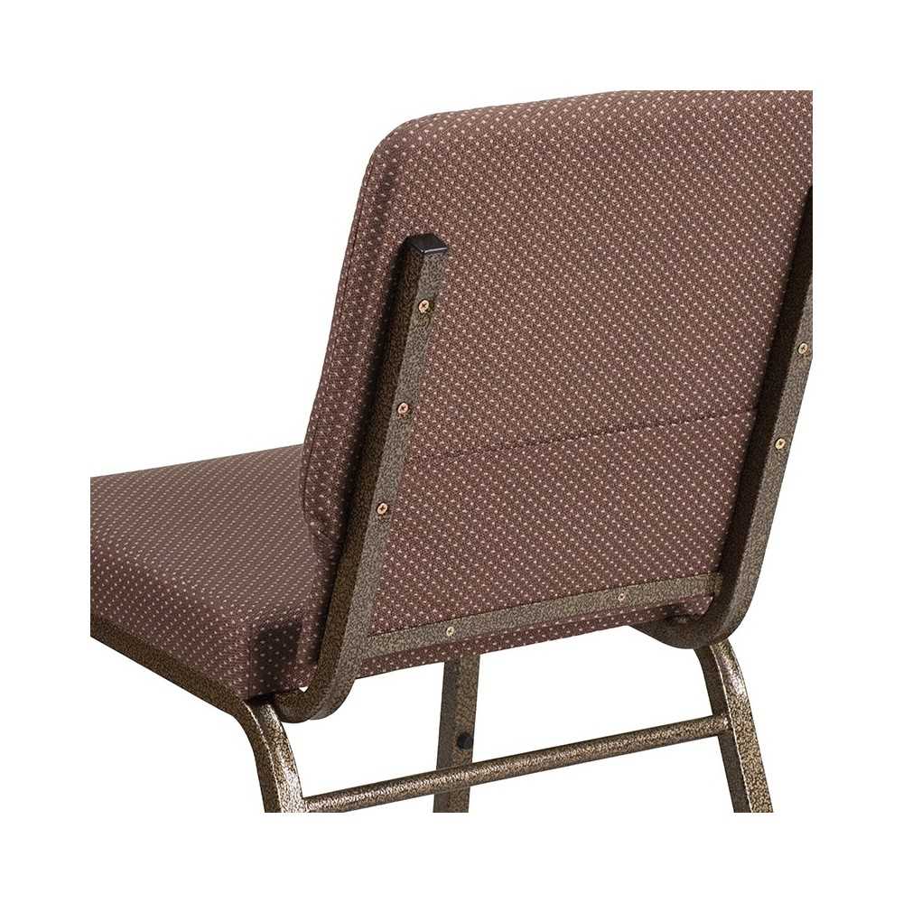 18.5''W Stacking Church Chair in Brown Dot Fabric - Gold Vein Frame