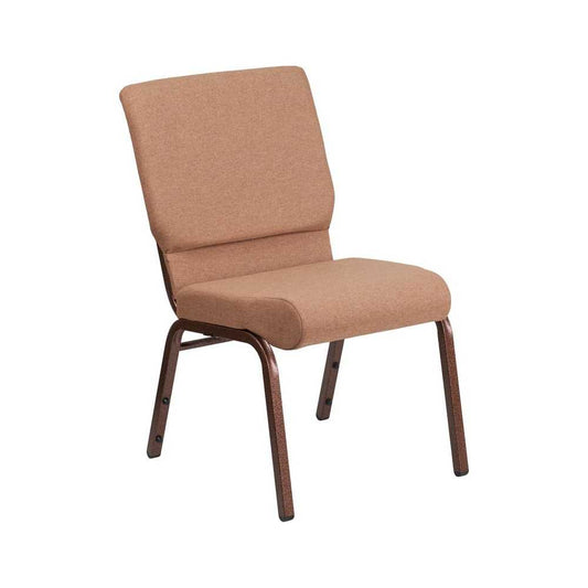 18.5''W Stacking Church Chair in Caramel Fabric - Copper Vein Frame