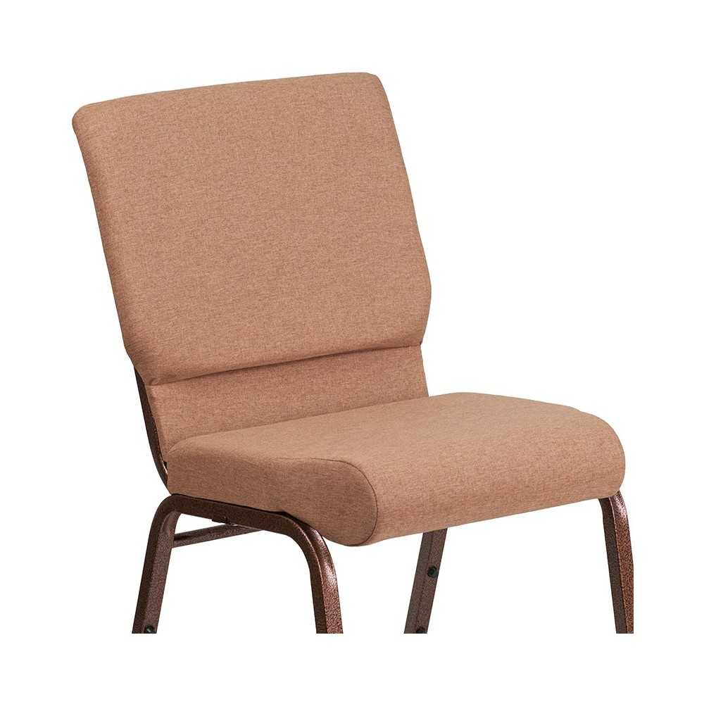 18.5''W Stacking Church Chair in Caramel Fabric - Copper Vein Frame