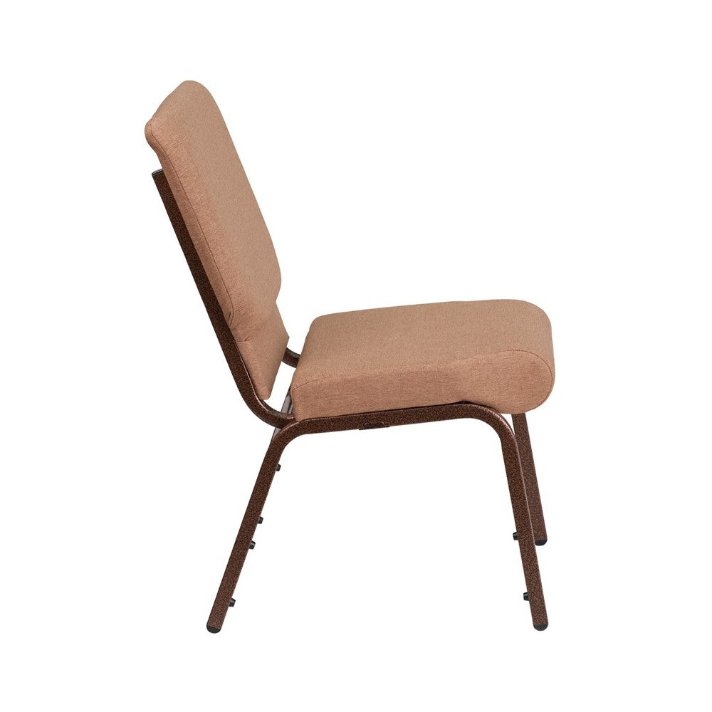18.5''W Stacking Church Chair in Caramel Fabric - Copper Vein Frame