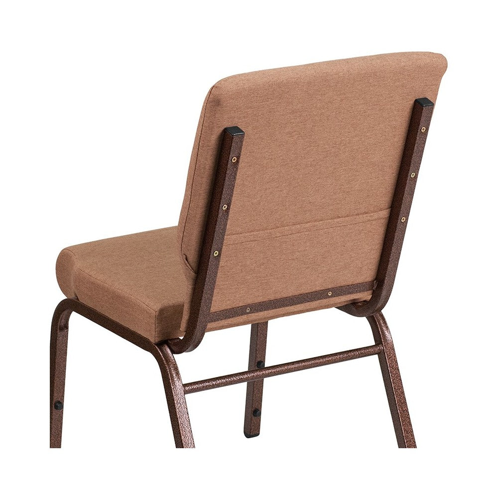 18.5''W Stacking Church Chair in Caramel Fabric - Copper Vein Frame