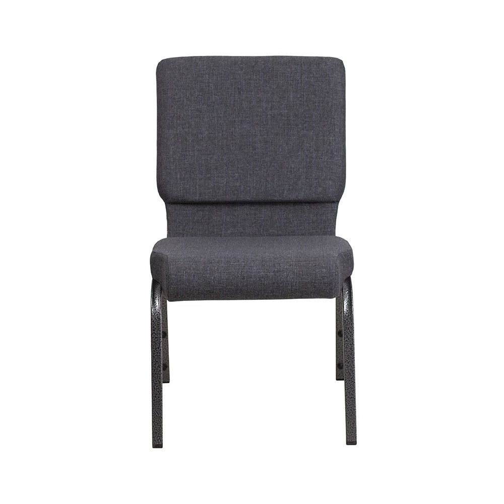 18.5''W Stacking Church Chair in Dark Gray Fabric - Silver Vein Frame