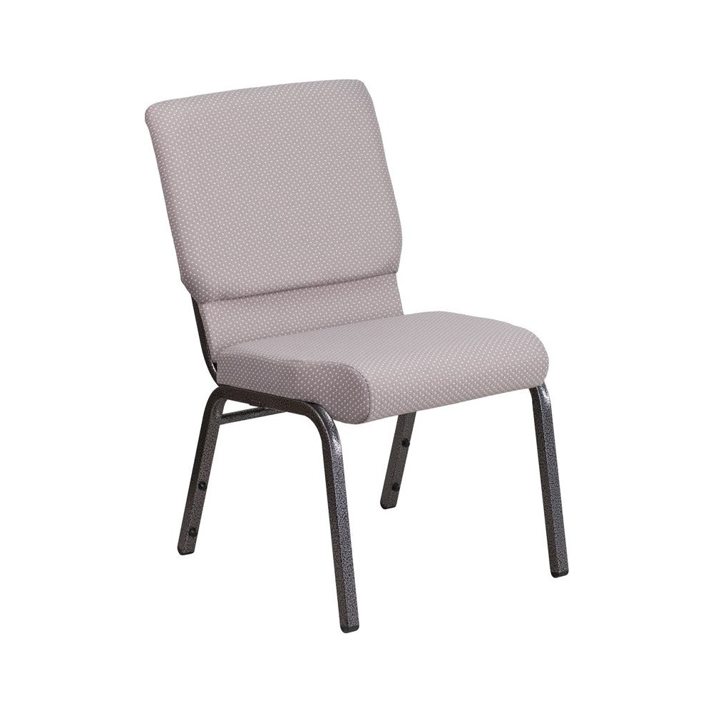 18.5''W Stacking Church Chair in Gray Dot Fabric - Silver Vein Frame