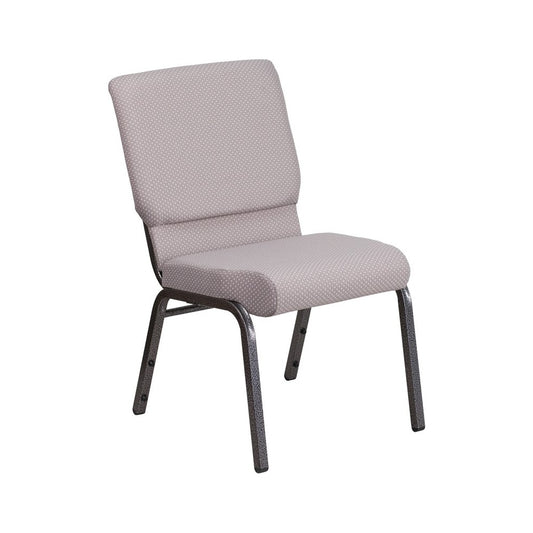 18.5''W Stacking Church Chair in Gray Dot Fabric - Silver Vein Frame