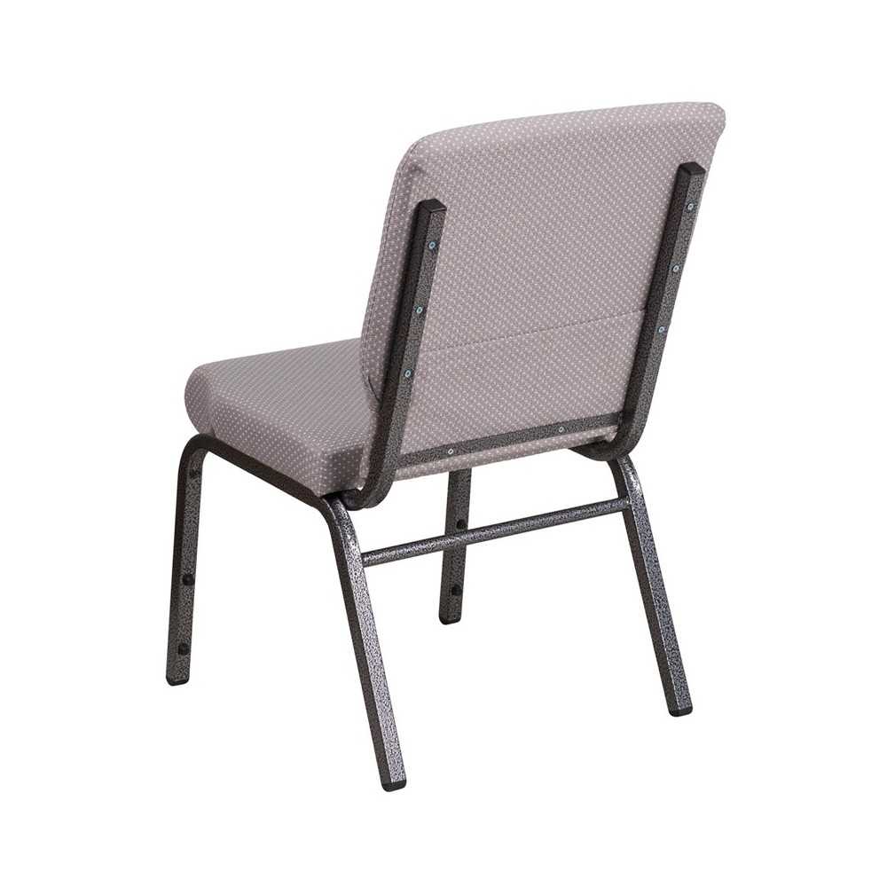 18.5''W Stacking Church Chair in Gray Dot Fabric - Silver Vein Frame
