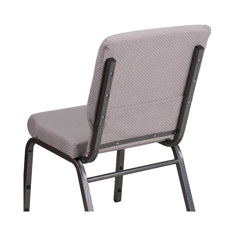 18.5''W Stacking Church Chair in Gray Dot Fabric - Silver Vein Frame