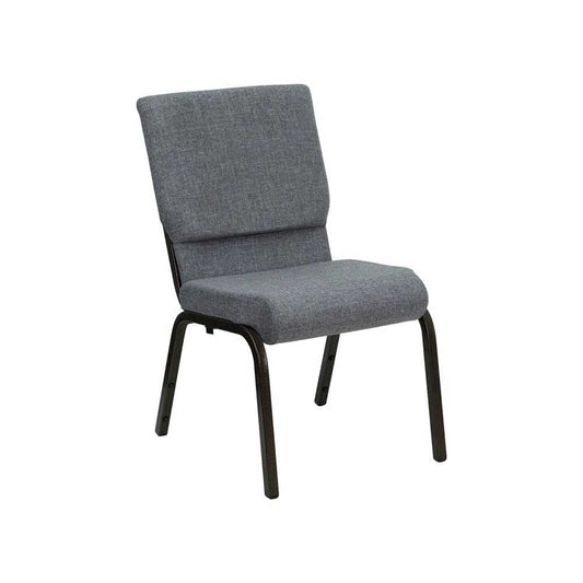 18.5''W Stacking Church Chair in Gray Fabric - Gold Vein Frame