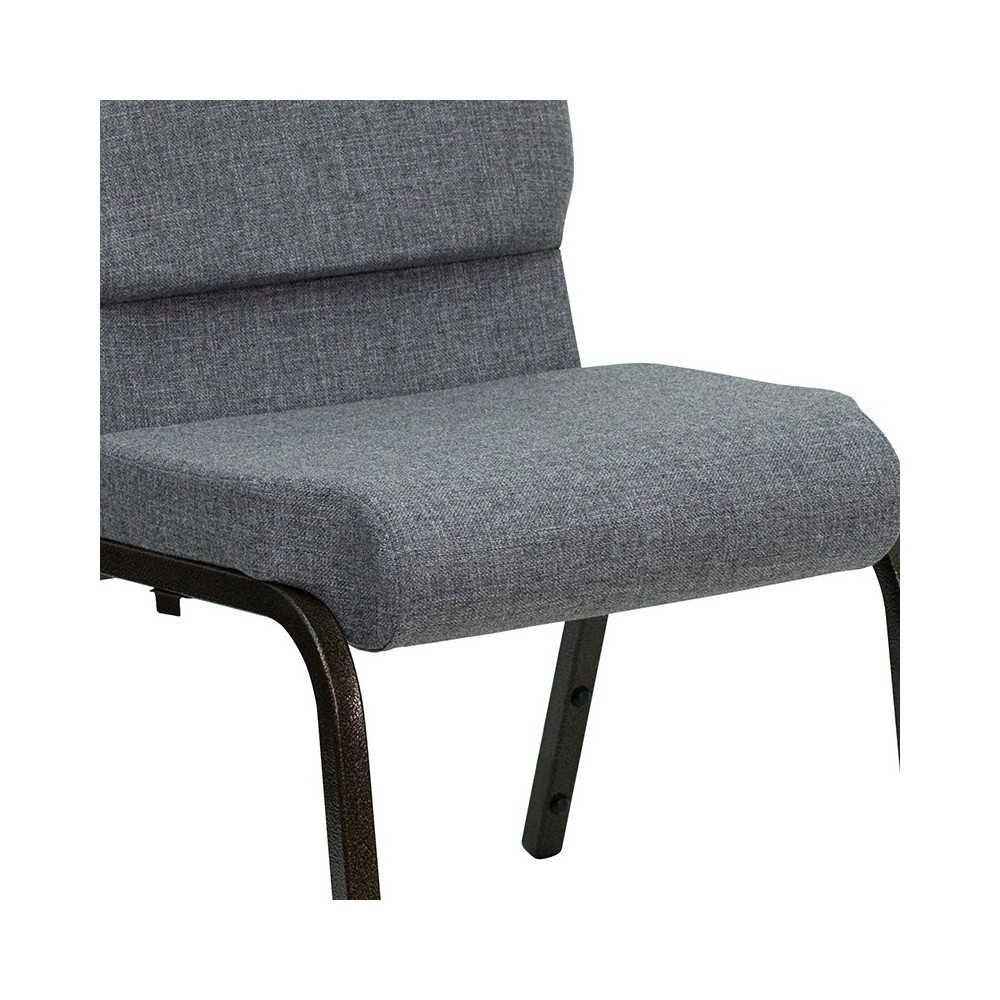18.5''W Stacking Church Chair in Gray Fabric - Gold Vein Frame