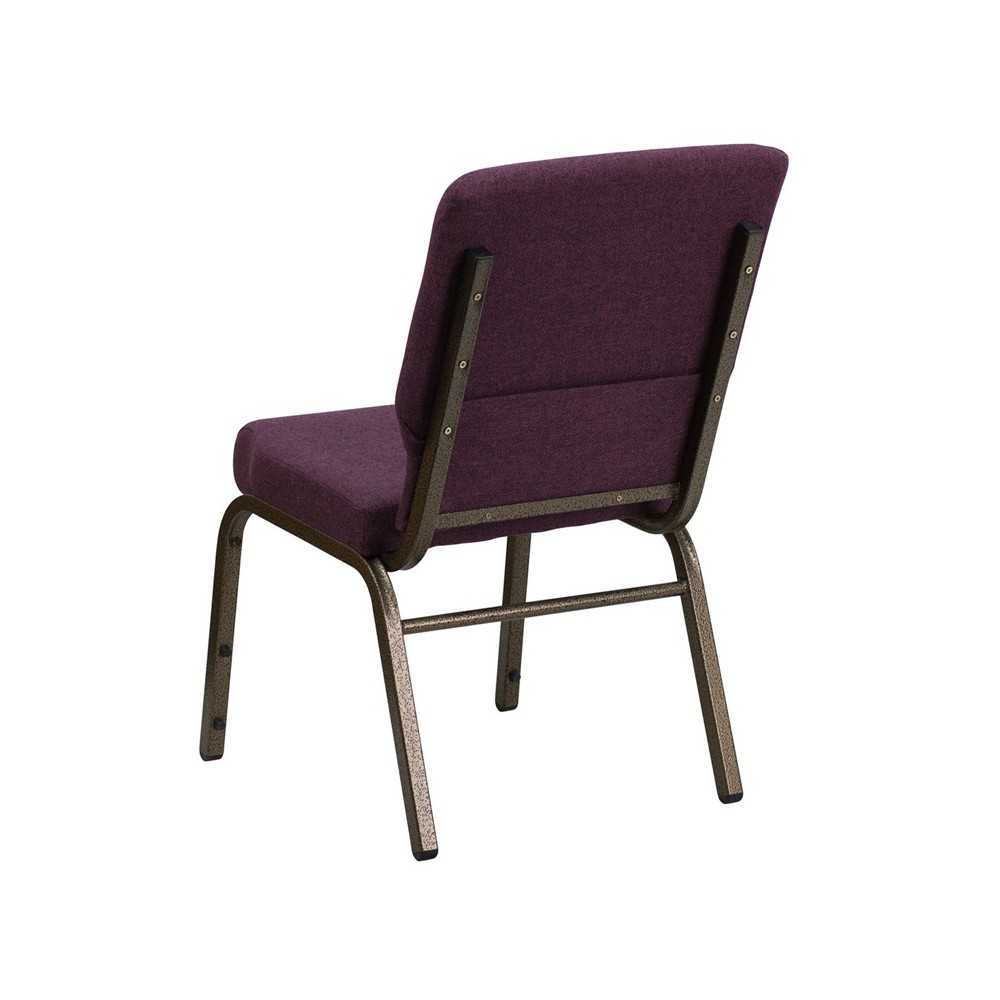 18.5''W Stacking Church Chair in Plum Fabric - Gold Vein Frame