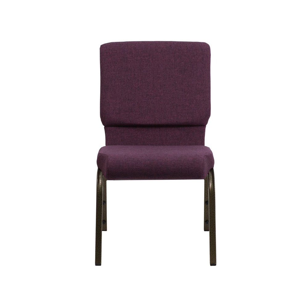 18.5''W Stacking Church Chair in Plum Fabric - Gold Vein Frame