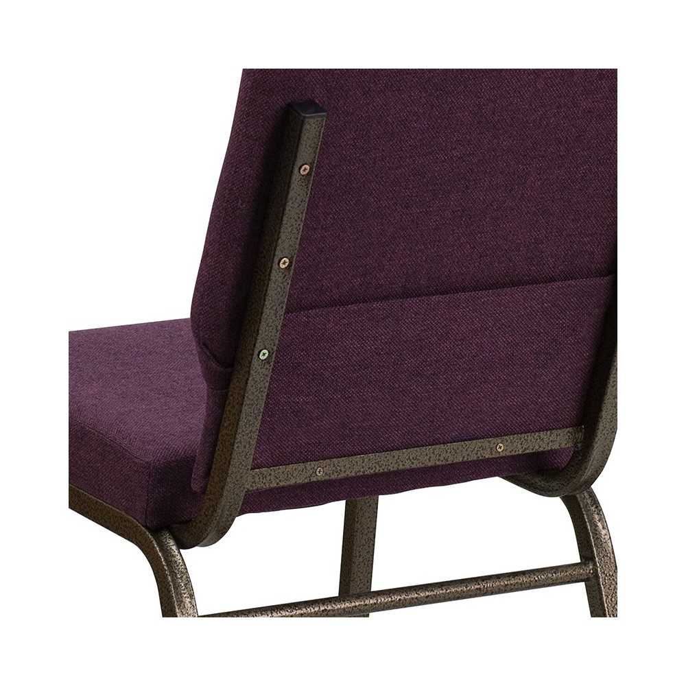 18.5''W Stacking Church Chair in Plum Fabric - Gold Vein Frame