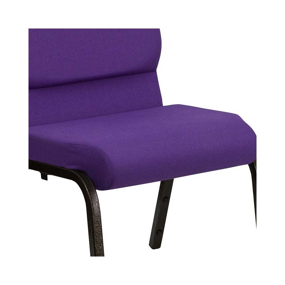 18.5''W Stacking Church Chair in Purple Fabric - Gold Vein Frame