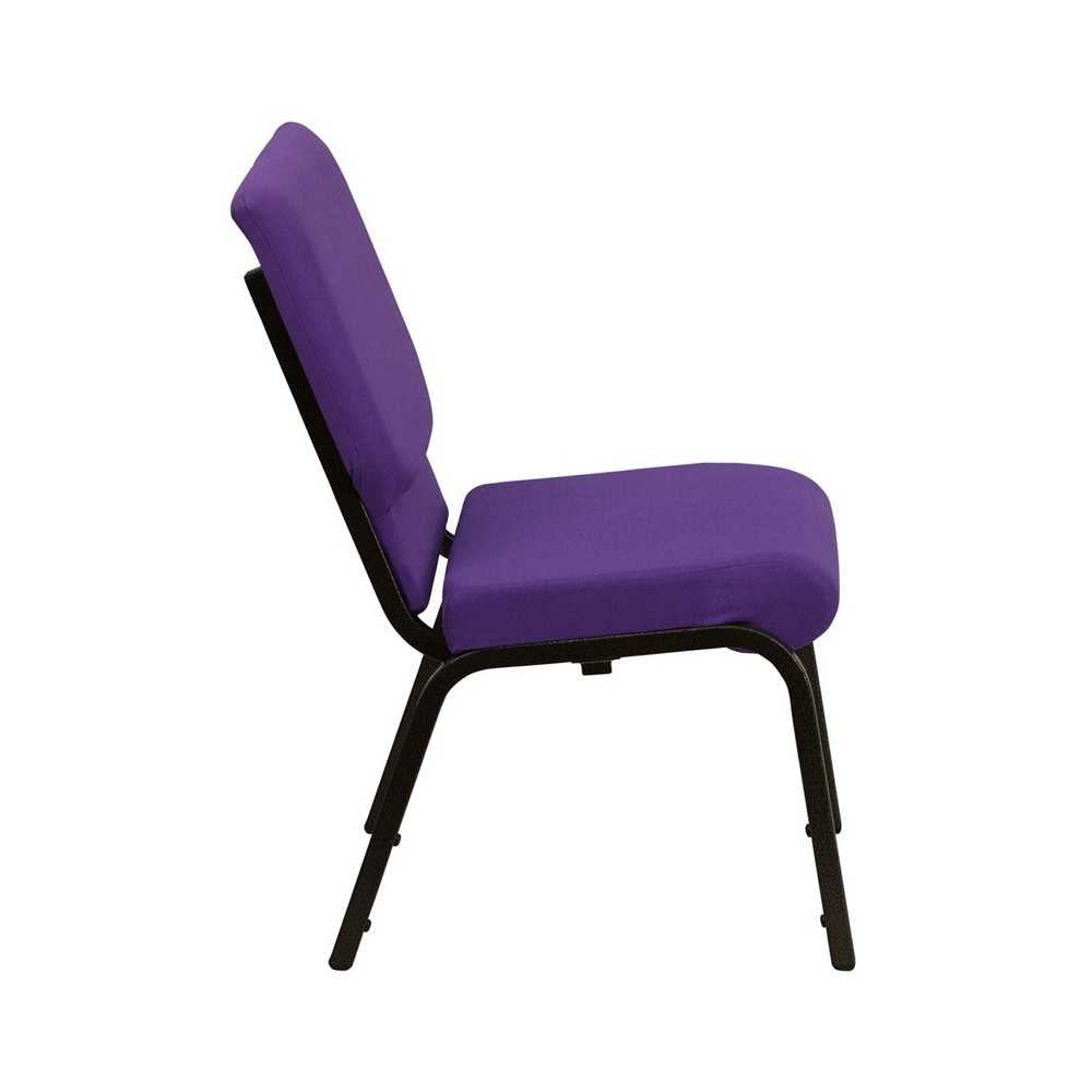 18.5''W Stacking Church Chair in Purple Fabric - Gold Vein Frame