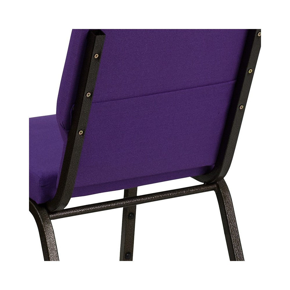 18.5''W Stacking Church Chair in Purple Fabric - Gold Vein Frame