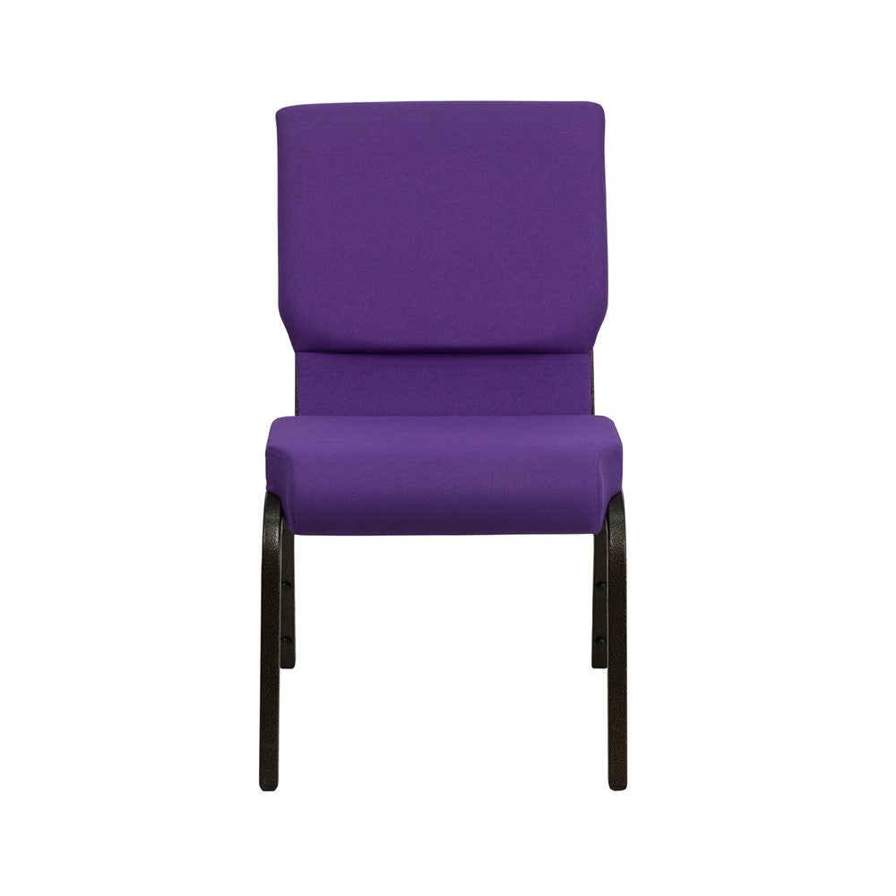 18.5''W Stacking Church Chair in Purple Fabric - Gold Vein Frame