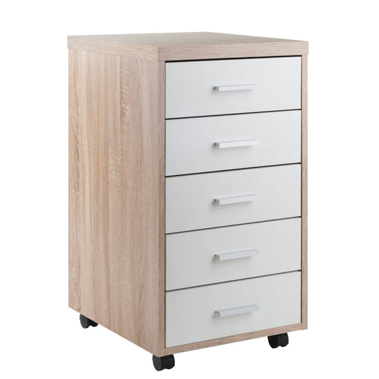 Kenner 5-Drawer Cabinet, Reclaimed Wood and White