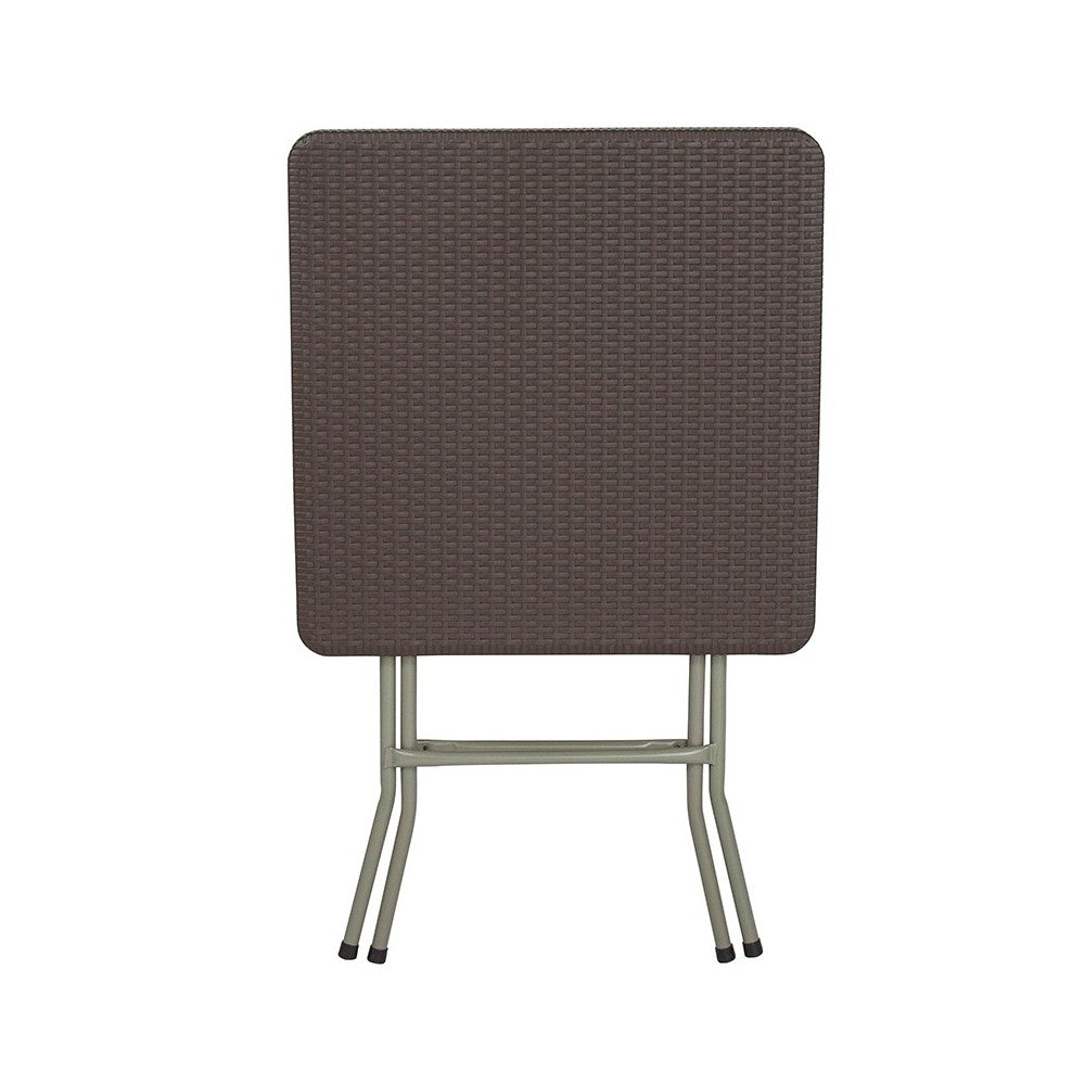 1.95-Foot Square Brown Rattan Plastic Folding Table