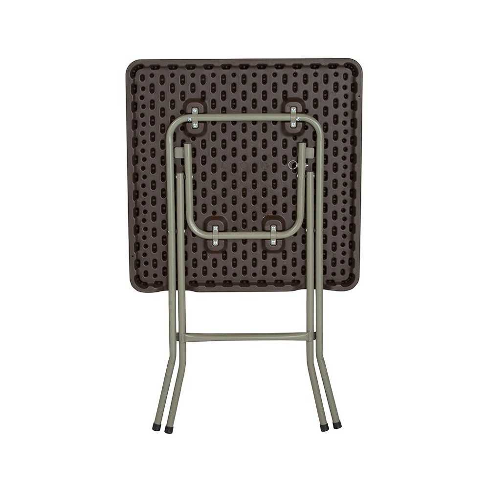 1.95-Foot Square Brown Rattan Plastic Folding Table