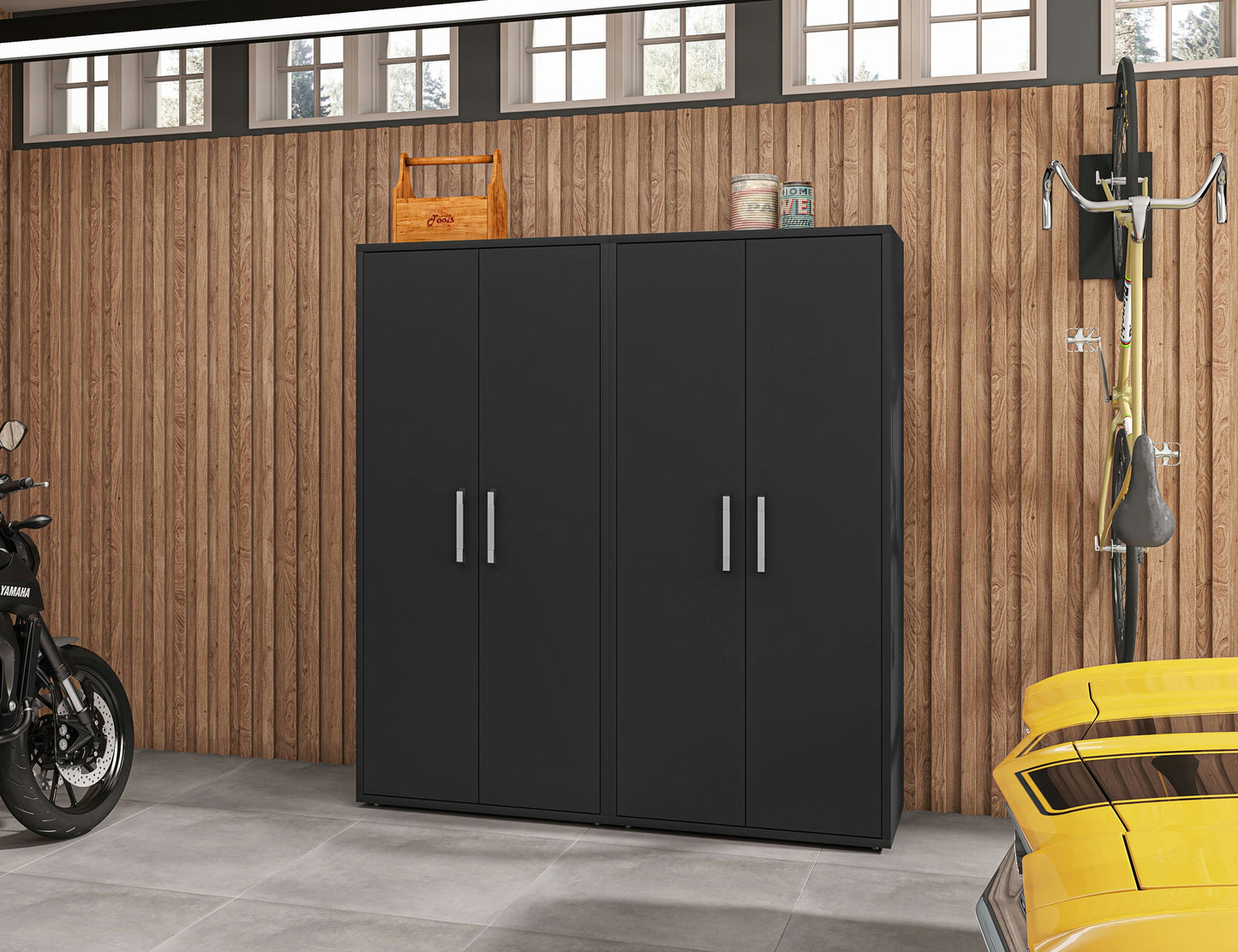 Eiffel Storage Cabinet in Matte Black (Set of 2)