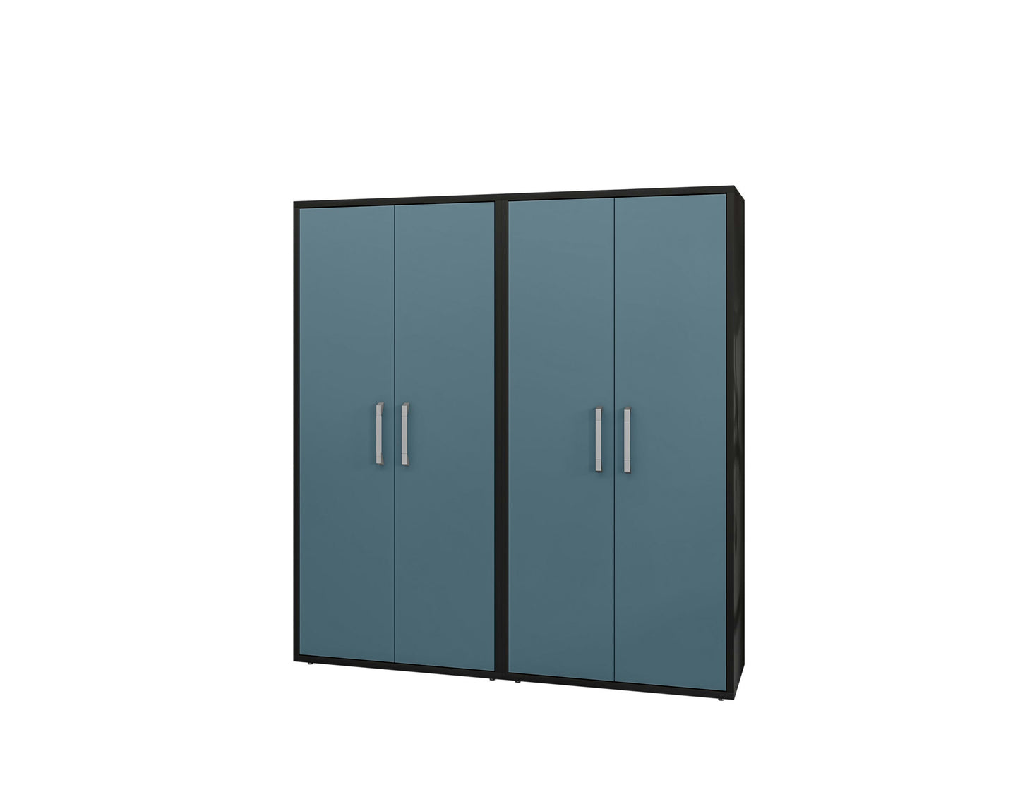 Eiffel Storage Cabinet in Matte Black and Aqua Blue (Set of 2)